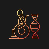 Muscular dystrophy gradient vector icon for dark theme. Genetic disorder. Weakness. Muscle degeneration. Thin line color symbol. Modern style pictogram. Vector isolated outline drawing