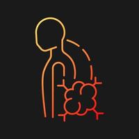 Pathologic scoliosis gradient vector icon for dark theme. Benign bone tumor. Spine sideways deviation. Thin line color symbol. Modern style pictogram. Vector isolated outline drawing