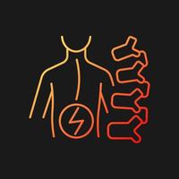 Degenerative scoliosis gradient vector icon for dark theme. Adult onset scoliosis. Spine curvature. Backbone disorder. Thin line color symbol. Modern style pictogram. Vector isolated outline drawing