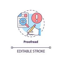 Proofread concept icon. Writing resume abstract idea thin line illustration. Avoid spelling and grammatical mistakes. Curriculum vitae. Vector isolated outline color drawing. Editable stroke