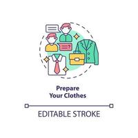 Prepare your clothes concept icon. Preparing for job interview abstract idea thin line illustration. Choosing perfect outfit. First impression. Vector isolated outline color drawing. Editable stroke