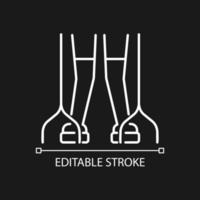 Cerebral palsy white linear icon for dark theme. Movement difficulty. Coordination disorder. Thin line customizable illustration. Isolated vector contour symbol for night mode. Editable stroke