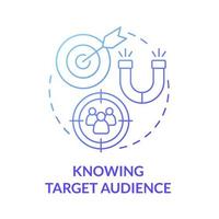Knowing target audience blue gradient concept icon. Analyzing customer base. Research for client group. Brand planning abstract idea thin line illustration. Vector isolated outline color drawing