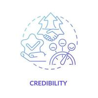 Credibility blue gradient concept icon. Business reliability. Company integrity. Customer trust. Brand planning abstract idea thin line illustration. Vector isolated outline color drawing