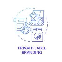 Private label branding blue gradient concept icon. Business and commerce. Marketing strategy type. Brand planning abstract idea thin line illustration. Vector isolated outline color drawing