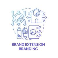 Brand extension branding blue gradient concept icon. Strategy for expanding business. Company development. Brand planning abstract idea thin line illustration. Vector isolated outline color drawing