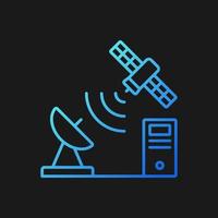 TCP over satellite gradient vector icon for dark theme. Global telecommunications network connection. Thin line color symbol. Modern style pictogram. Vector isolated outline drawing