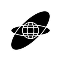 Satellite orbits and trajectories black glyph icon. Rotation of celestial bodies in geostationary orbit. Low, Medium, High Earth orbit. Silhouette symbol on white space. Vector isolated illustration