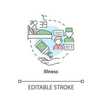 Illness concept icon. Extra water consumption is required. Infection and flu dehydration. Rehydration abstract idea thin line illustration. Vector isolated outline color drawing. Editable stroke