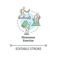 Strenuous exercise concept icon. Intense activity requires additional fluid consumption. Rehydration abstract idea thin line illustration. Vector isolated outline color drawing. Editable stroke