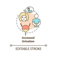 Increased urination concept icon. Frequent peeing causes dehydration. Sign of diabetes. Fluid loss abstract idea thin line illustration. Vector isolated outline color drawing. Editable stroke