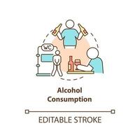 Alcohol consumption concept icon. Spirits consumption leads to water loss. Intoxication consequences abstract idea thin line illustration. Vector isolated outline color drawing. Editable stroke