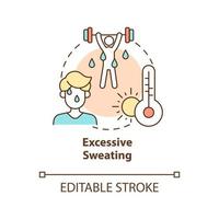 Excessive sweating concept icon. Hot weather leads to sweating and heatstroke. Exercising. Dehydration abstract idea thin line illustration. Vector isolated outline color drawing. Editable stroke