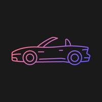 Convertible car gradient vector icon for dark theme. Cabriolet with retractable roof. Open top car driving experience. Thin line color symbol. Modern style pictogram. Vector isolated outline drawing