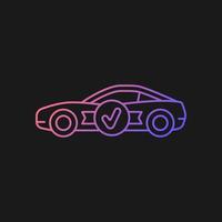 Top quality car gradient vector icon for dark theme. High-rated professional vehicle. Well-engineered sports auto model. Thin line color symbol. Modern style pictogram. Vector isolated outline drawing
