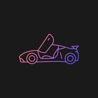 Car with butterfly doors gradient vector icon for dark theme. High-performance sports vehicle. Supercar modifications. Thin line color symbol. Modern style pictogram. Vector isolated outline drawing