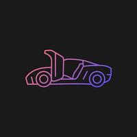 Car with synchro helix doors gradient vector icon for dark theme. Innovative solution for vehicle. Hinge mechanism. Thin line color symbol. Modern style pictogram. Vector isolated outline drawing