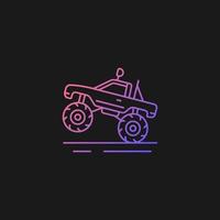 Monster truck racing gradient vector icon for dark theme. Pickup with oversized tires. Competitive, entertainment event. Thin line color symbol. Modern style pictogram. Vector isolated outline drawing