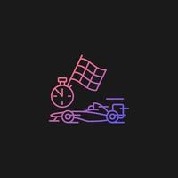 Formula racing gradient vector icon for dark theme. Driving single-seater car. Highest class auto racing. Motor sport. Thin line color symbol. Modern style pictogram. Vector isolated outline drawing