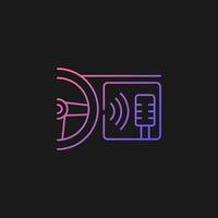 In-car voice control gradient vector icon for dark theme. Digital voice assistant. Advanced self-driving feature. Thin line color symbol. Modern style pictogram. Vector isolated outline drawing