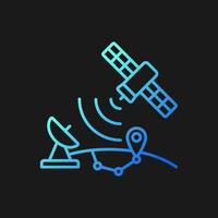 Global Positioning System gradient vector icon for dark theme. Artificial satellite-based radionavigation global system. Thin line color symbol. Modern style pictogram. Vector isolated outline drawing