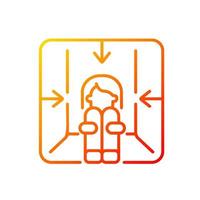 Claustrophobia gradient linear vector icon. Fear of enclosed spaces as panic attack trigger. Psychological problem. Thin line color symbol. Modern style pictogram. Vector isolated outline drawing