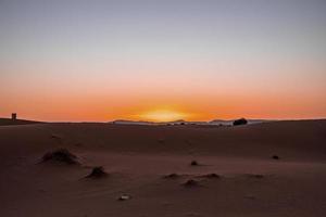 Amazing view of sand dunes in desert against clear sky during sunset