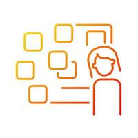 Derealization gradient linear vector icon. Depersonalization and detachment. Mental disorder signs. Anxiety and fear. Thin line color symbol. Modern style pictogram. Vector isolated outline drawing