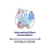 Interrupting others conversations concept icon. Hyperactive-impulsive symptom abstract idea thin line illustration. Poor regulating functions. Vector isolated outline color drawing. Editable stroke