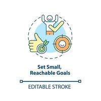 Set small, reachable goals concept icon. Parenting tip for ADHD abstract idea thin line illustration. Establish daily responsibilities for child. Vector isolated outline color drawing. Editable stroke