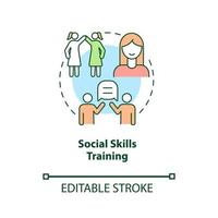 Social skills training concept icon. Treatment for ADHD in adults abstract idea thin line illustration. Therapeutic intervention. Group activity. Vector isolated outline color drawing. Editable stroke