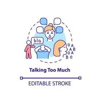 Talking too much concept icon. Hyperactive-impulsive symptom abstract idea thin line illustration. Hyperverbal speech. Excessive talking. Vector isolated outline color drawing. Editable stroke