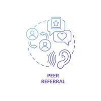 Peer referral blue gradient concept icon. Friends advice. Customer touchpoints abstract idea thin line illustration. Isolated outline drawing. Roboto-Medium, Myriad Pro-Bold fonts used vector