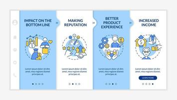Benefits of customer service blue and white onboarding template. Responsive mobile website with linear concept icons. Web page walkthrough 4 step screens. Lato-Bold, Regular fonts used