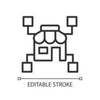 Retail business data mining linear pixel perfect icon. Financial information. Thin line customizable illustration. Contour symbol. Vector isolated outline drawing. Editable stroke. Arial font used