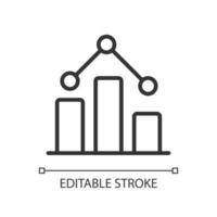 Regression in data mining linear pixel perfect icon. Statistical information. Thin line customizable illustration. Contour symbol. Vector isolated outline drawing. Editable stroke. Arial font used