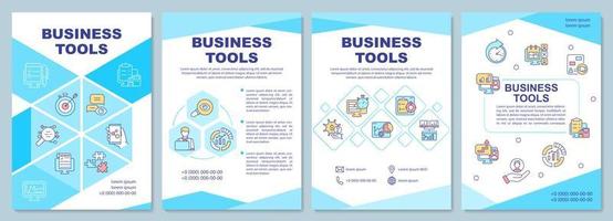 Business tools brochure template. Entrepreneurship. Booklet print design with linear icons. Vector layouts for presentation, annual reports, ads. Arial-Black, Myriad Pro-Regular fonts used