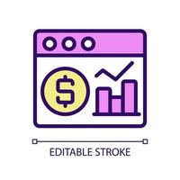 Financial data analysis RGB color pixel perfect icon. Virtual information of business processes. Isolated vector illustration. Simple filled line drawing. Editable stroke. Arial font used