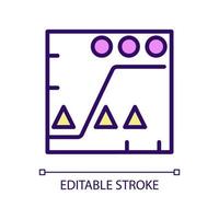 Data mining analytics RGB color pixel perfect icon. Graph of collected information comparison. Isolated vector illustration. Simple filled line drawing. Editable stroke. Arial font used