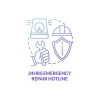Emergency repair hotline blue gradient concept icon. Tenants support service abstract idea thin line illustration. Isolated outline drawing. Roboto-Medium, Myriad Pro-Bold fonts used vector