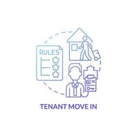 Tenant move in blue gradient concept icon. Operation with property management abstract idea thin line illustration. Isolated outline drawing. Roboto-Medium, Myriad Pro-Bold fonts used vector