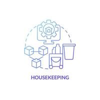 Housekeeping blue gradient concept icon. Property management automation module abstract idea thin line illustration. Isolated outline drawing. Roboto-Medium, Myriad Pro-Bold fonts used vector