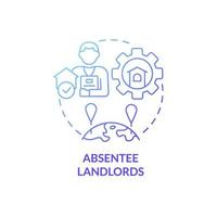 Absentee landlords blue gradient concept icon. Property manager client service abstract idea thin line illustration. Isolated outline drawing. Roboto-Medium, Myriad Pro-Bold fonts used vector