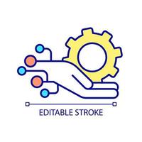 Provide device repair service RGB color icon. Personal computer breakdown fixing. Electronics maintenance. Isolated vector illustration. Simple filled line drawing. Editable stroke. Arial font used