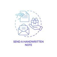 Send handwritten note blue gradient concept icon. Write letter. Customer service tips abstract idea thin line illustration. Isolated outline drawing. Roboto-Medium, Myriad Pro-Bold fonts used