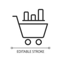 Data mining in retail industry linear pixel perfect icon. Customers researching. Thin line customizable illustration. Contour symbol. Vector isolated outline drawing. Editable stroke. Arial font used