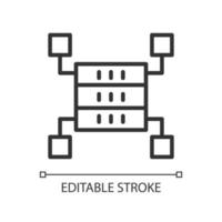 Data storage space linear pixel perfect icon. Dataset warehousing. Thin line customizable illustration. Contour symbol. Vector isolated outline drawing. Editable stroke. Arial font used