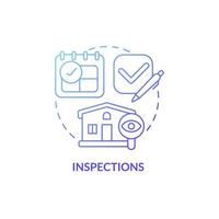 Inspections blue gradient concept icon. Rental property condition control abstract idea thin line illustration. Real estate. Isolated outline drawing. Roboto-Medium, Myriad Pro-Bold fonts used vector
