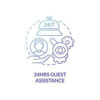 Constant guest assistance blue gradient concept icon. Real estate management in hotels abstract idea thin line illustration. Isolated outline drawing. Roboto-Medium, Myriad Pro-Bold fonts used vector