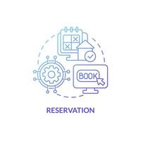 Reservation blue gradient concept icon. Reservation service. Module of property management abstract idea thin line illustration. Isolated outline drawing. Roboto-Medium, Myriad Pro-Bold fonts used vector